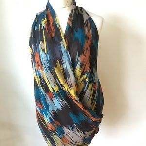 MM couture faux wrap multi color top
