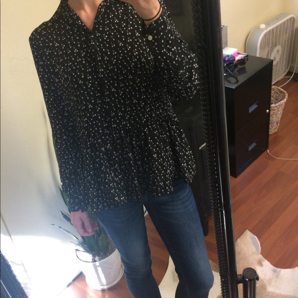 LOFT Button Up Peplum Blouse