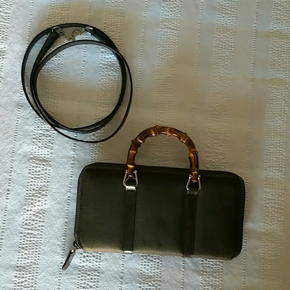 Vintage Gucci clutch / with bent bamboo handles. - Picture 2 of 7