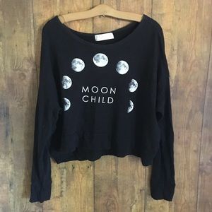 Moon Child print tee on long sleeve