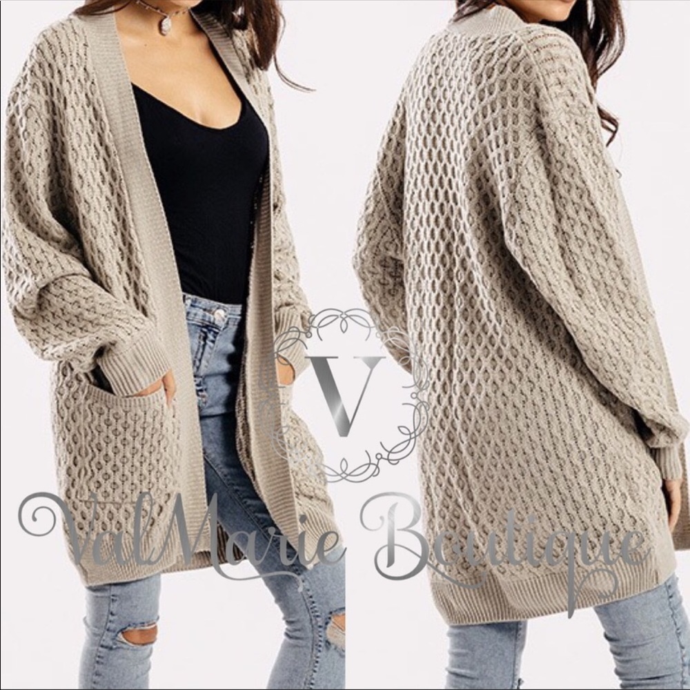 📍1 LEFT📍Knitted Taupe Cardigan - Picture 2 of 4