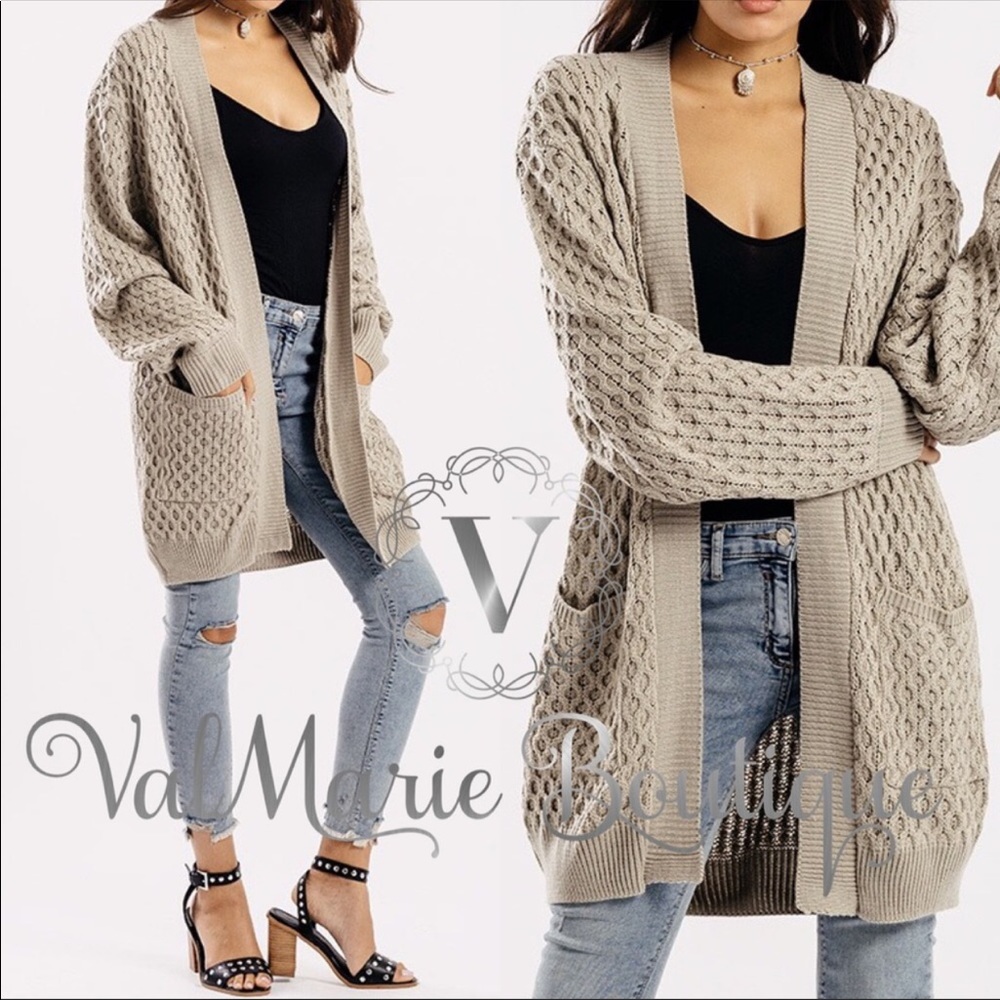 📍1 LEFT📍Knitted Taupe Cardigan - Picture 3 of 4