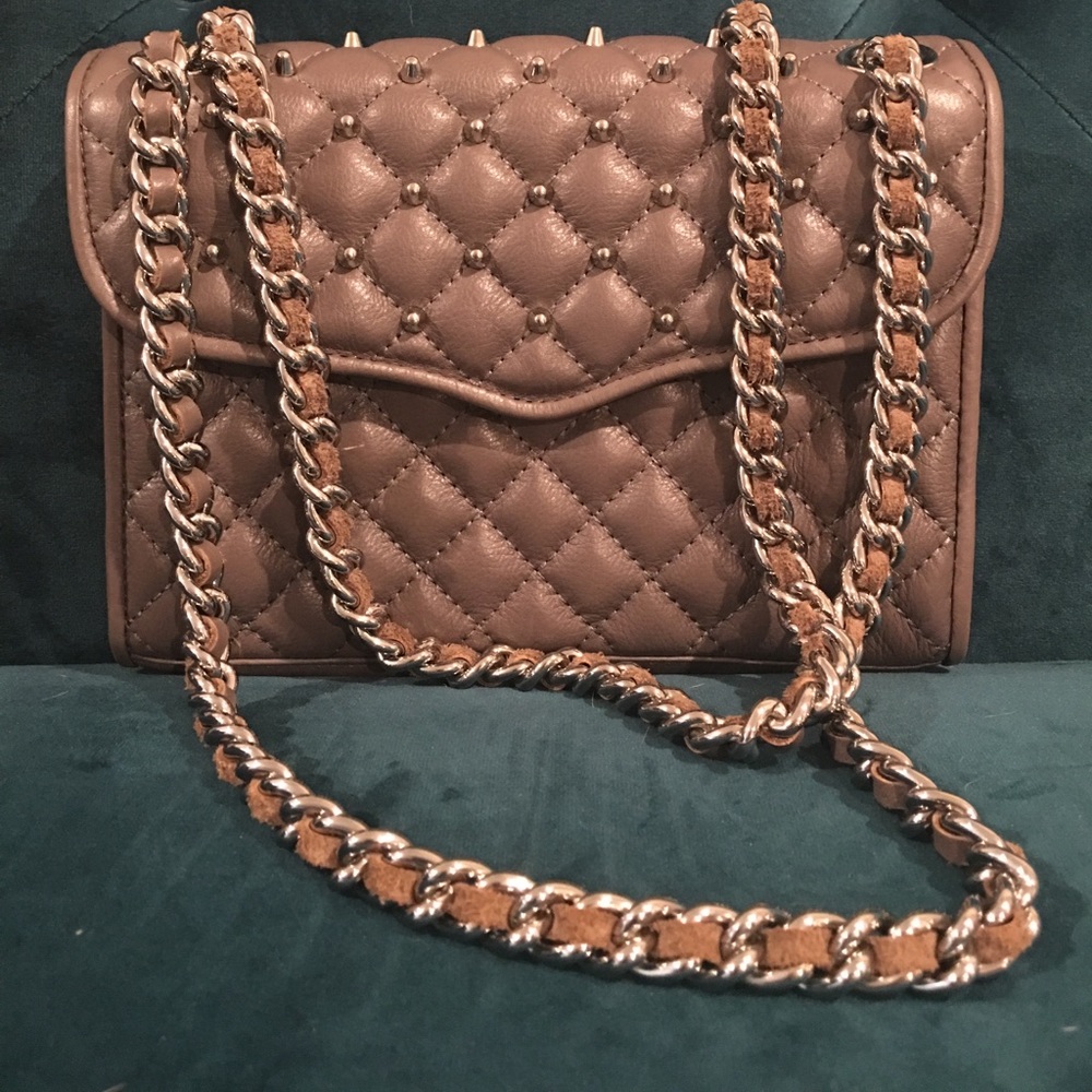 Rebecca Minkoff studded quilted grey purse
