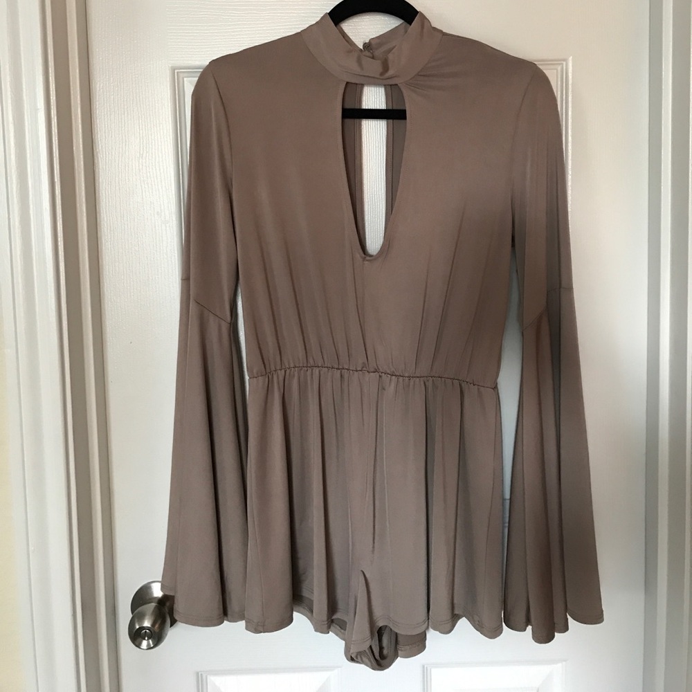 Forever 21 Romper-Choker Neck, Bell Sleeves