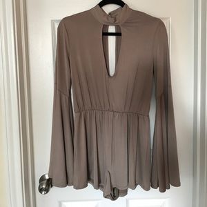 Forever 21 Romper-Choker Neck, Bell Sleeves