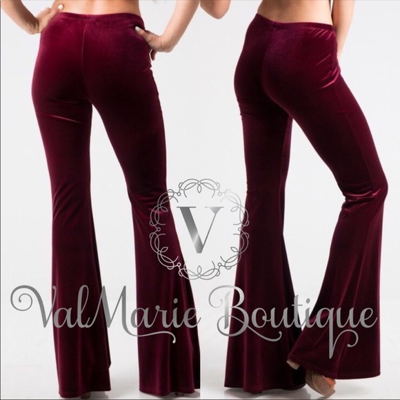 📍SZ M LAST PAIR📍Burgundy Velvet Bell Bottoms - Picture 3 of 3