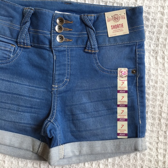 SO Braided Belt Loop High-Waist Jean Shorts New - Picture 3 of 6
