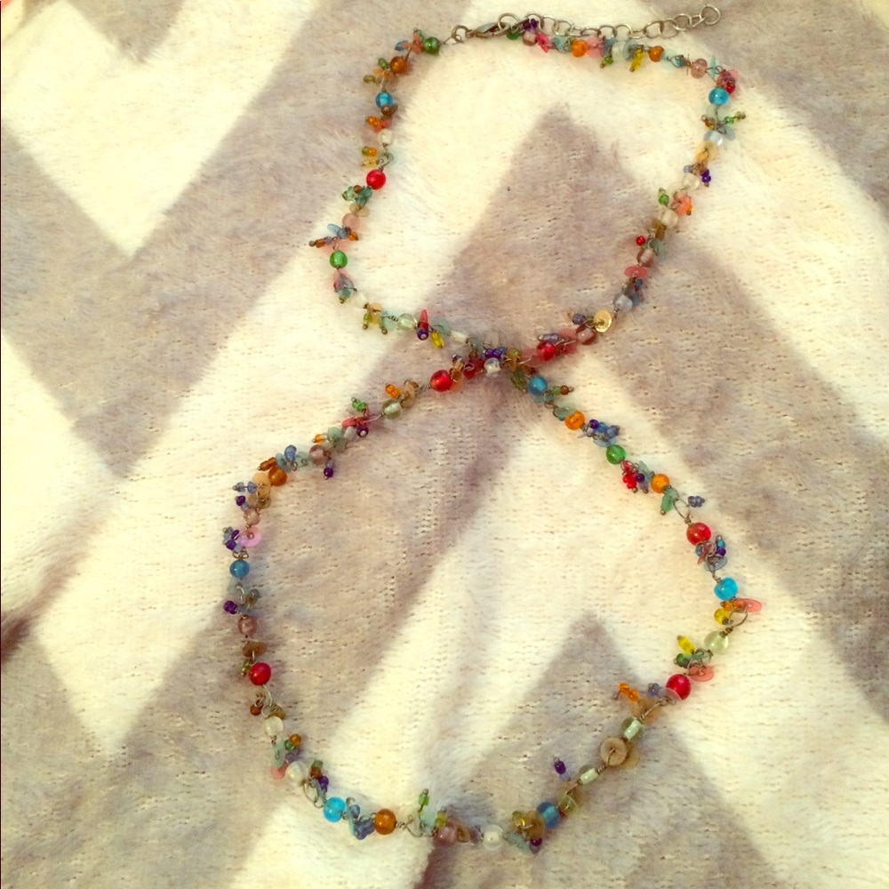 Sequin/beaded rainbow necklace