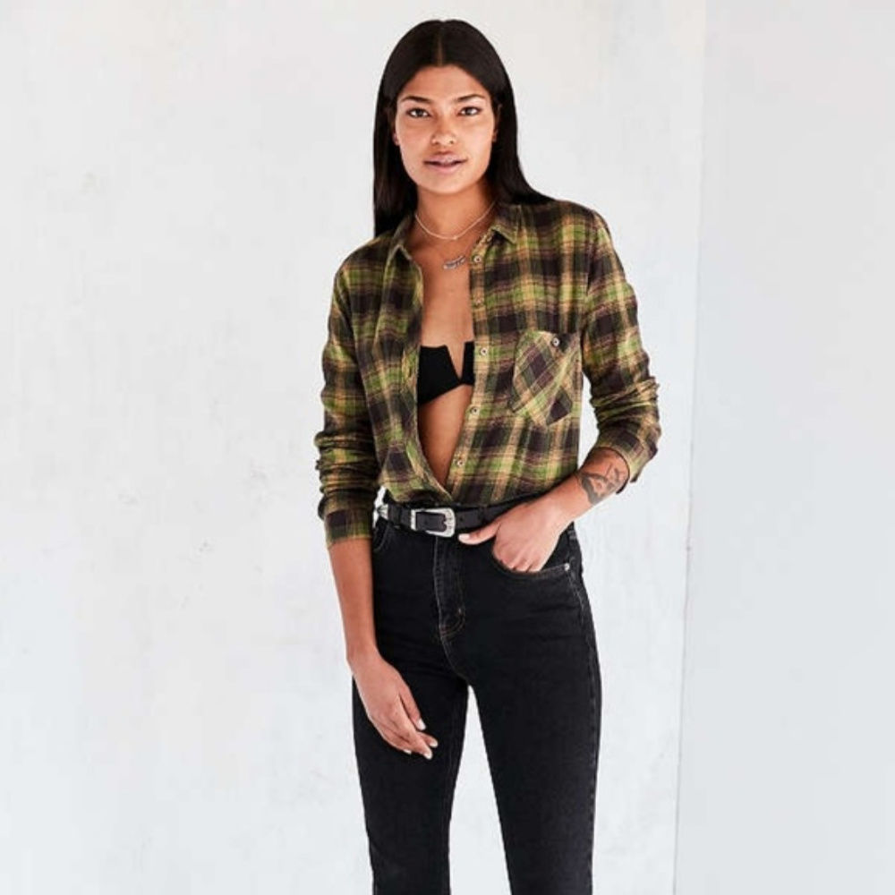 BDG UO Yellow Green Flannel Shirt NTW