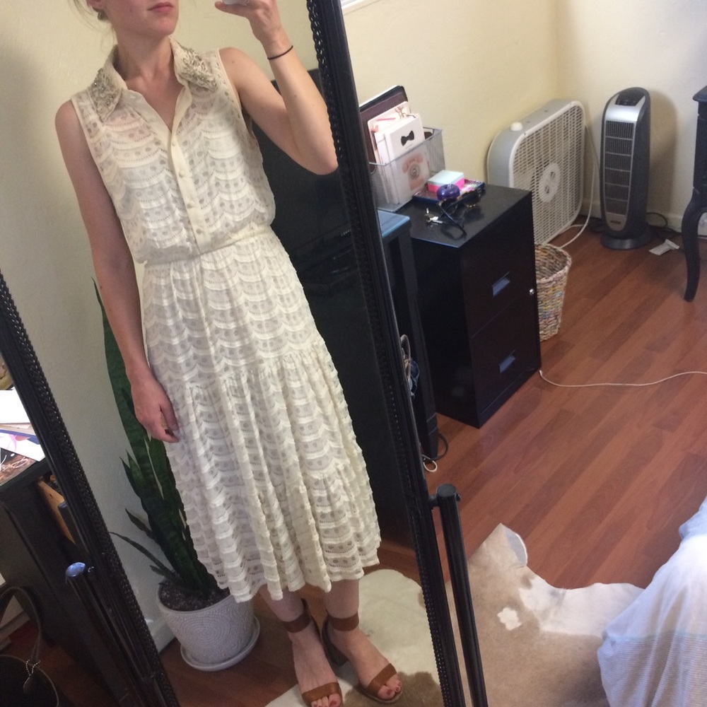 Hazel Embellished Collar Lacey Dress