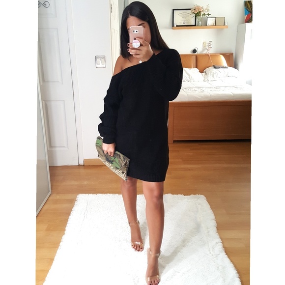 ▪LAST ONE!▪"Licorice" Black Sweater Dress NWOT - Picture 2 of 5