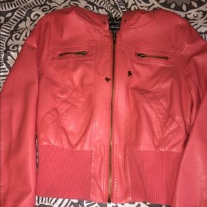 Coral Faux leather jacket
