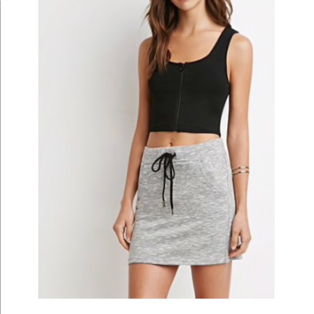 Marled knit drawstring skirt