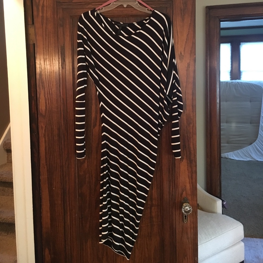 Bcbg striped asymmetrical dress
