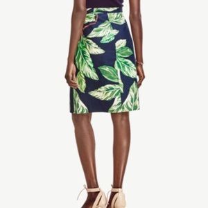 Ann Taylor Leaf Print A-Line Skirt