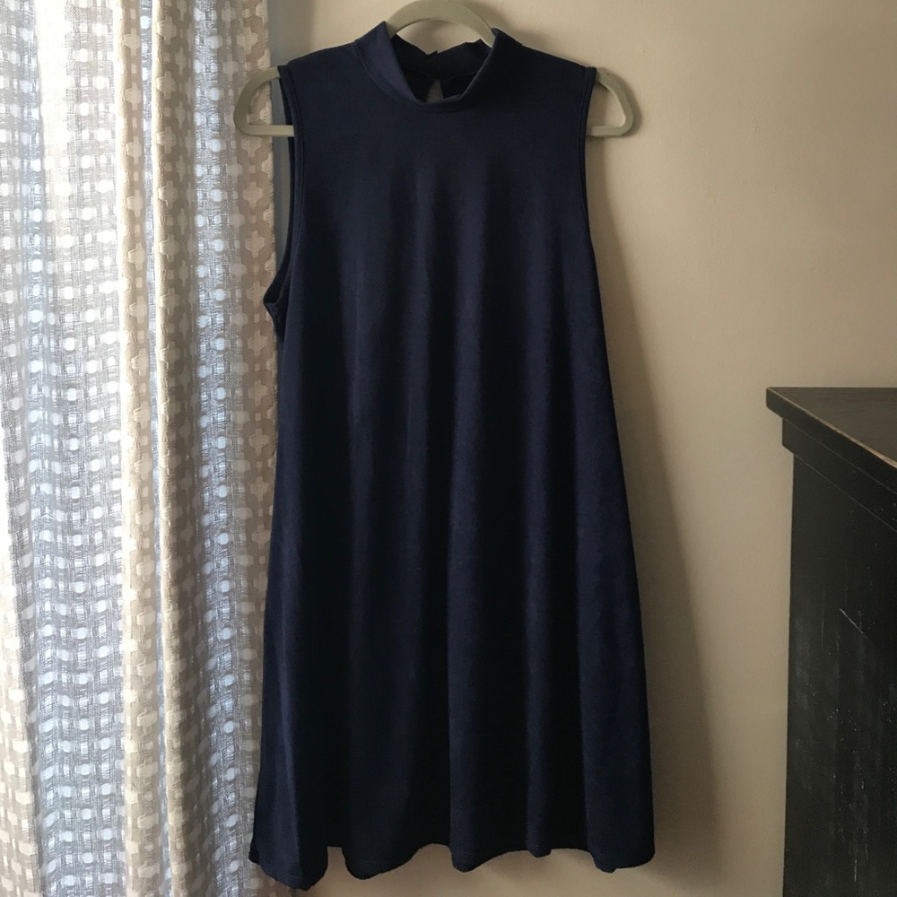 Navy Suede Shift Dress