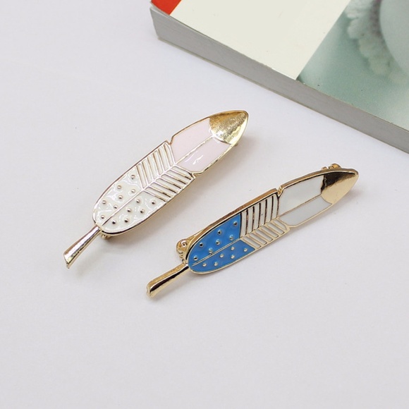 New French Feather Enamel Brooches - Picture 3 of 5