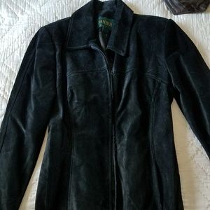 Leather suede zip up jacket