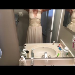 White silk halter dress, possible wedding dress