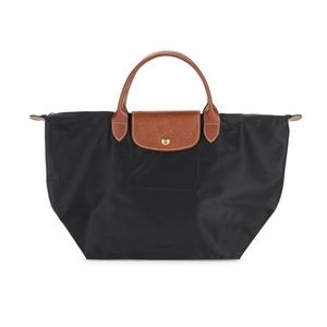 Longchamp Le Pliage: Black and Gold Medium tote