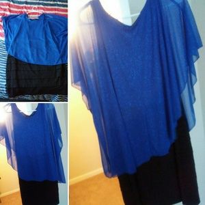 Blue black thigh length dress
