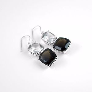 black gemstone silver earrings