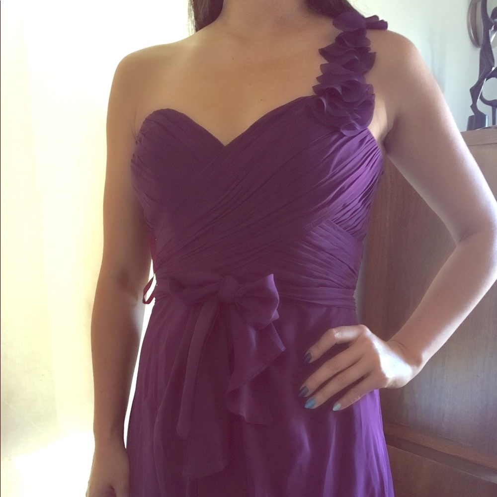 Purple to the floor bridesmaid dress