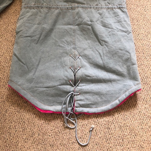 Denim Hooded Jacket with Fur- HOT PINK - Picture 8 of 8