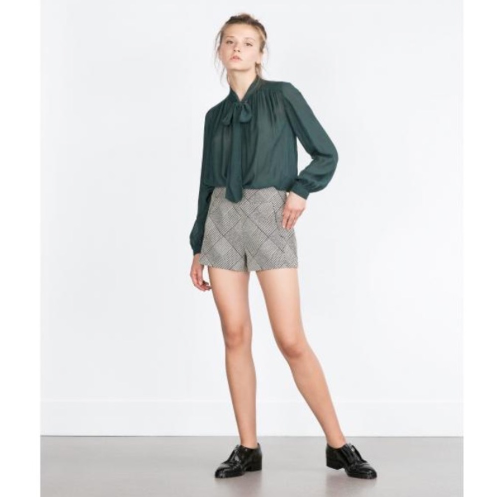 Zara Houndstooth High Waisted New Shorts