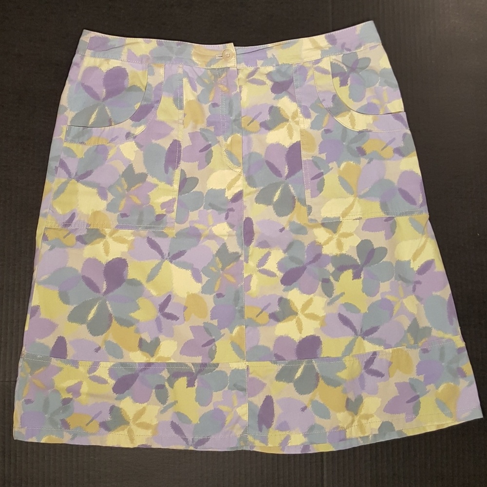 J. Jill 100% Cotton Floral Skirt With Pockets