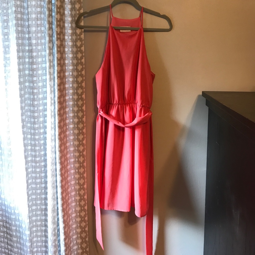 Coral chiffon dress