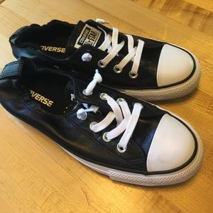 Leather black converse