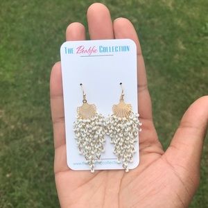 White Beaded Dangle earrings