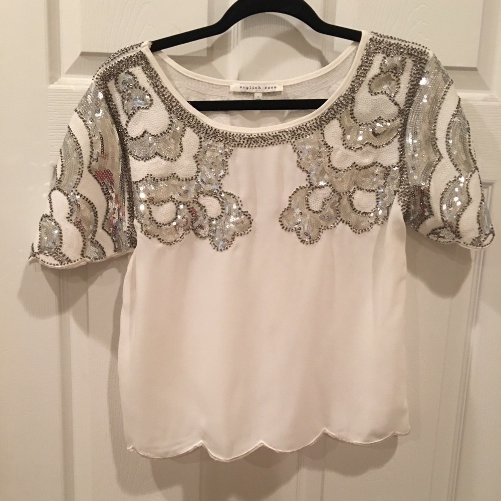 White sequined top