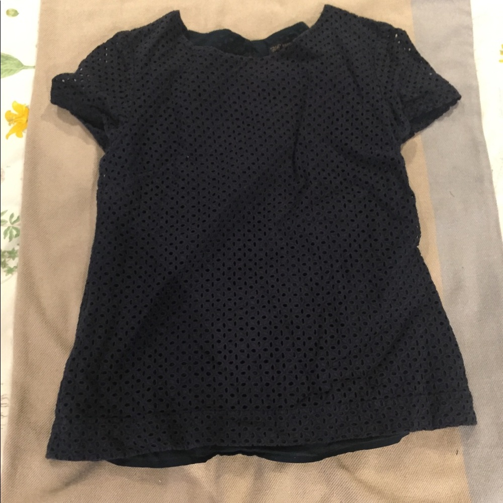 Brooks Brothers Navy Eyelet Top