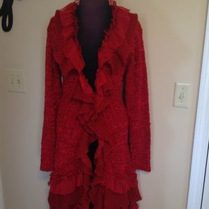 Long Red Cardigan