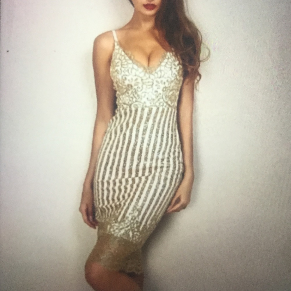 Beautiful white and gold cocktail dress