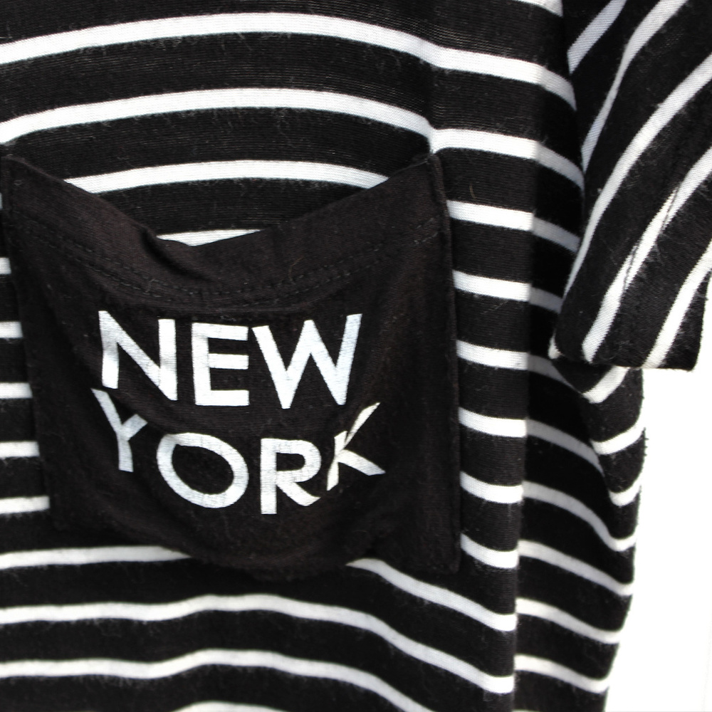 Black & White Striped "New York" Pocket Tee