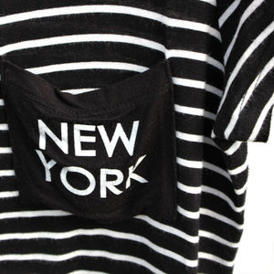 Black & White Striped "New York" Pocket Tee
