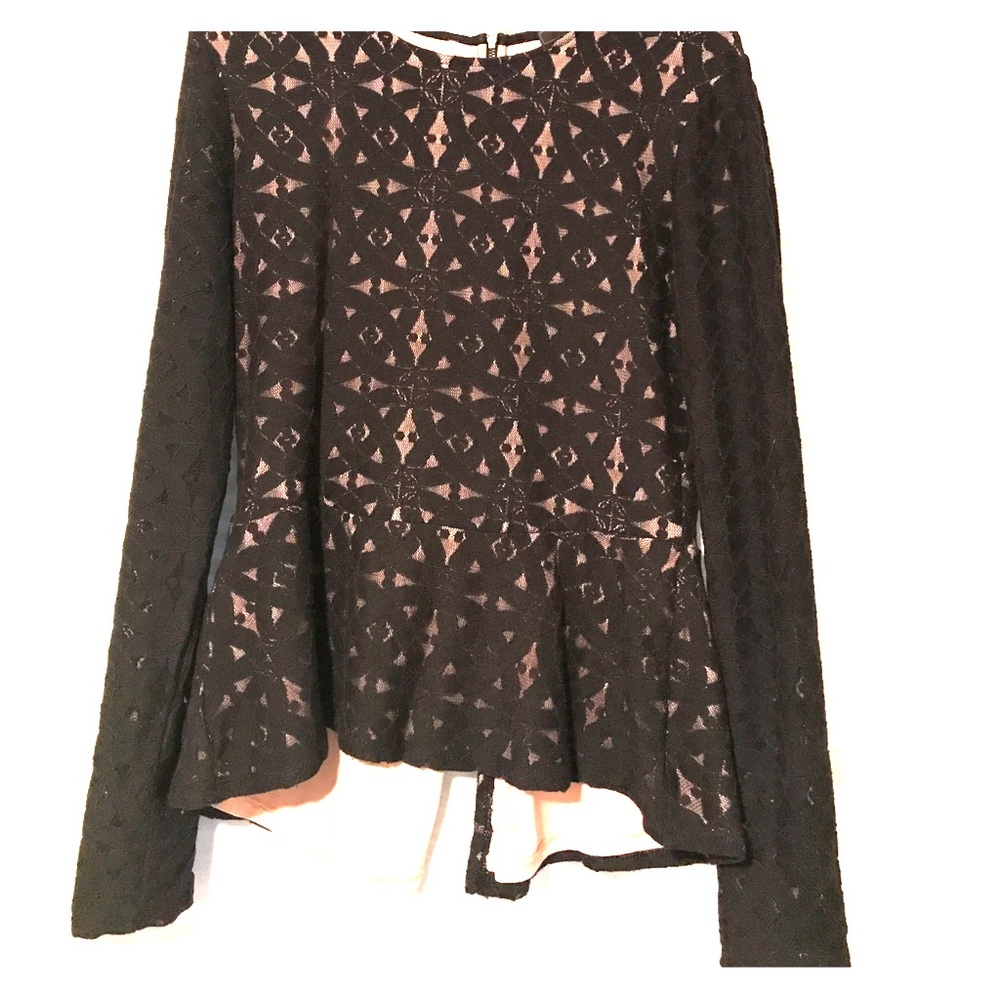 BCBG lace Estelle peplum Top