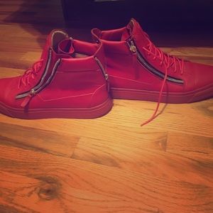 Giuseppe Zanotti Zippered Platform Sneaker Red