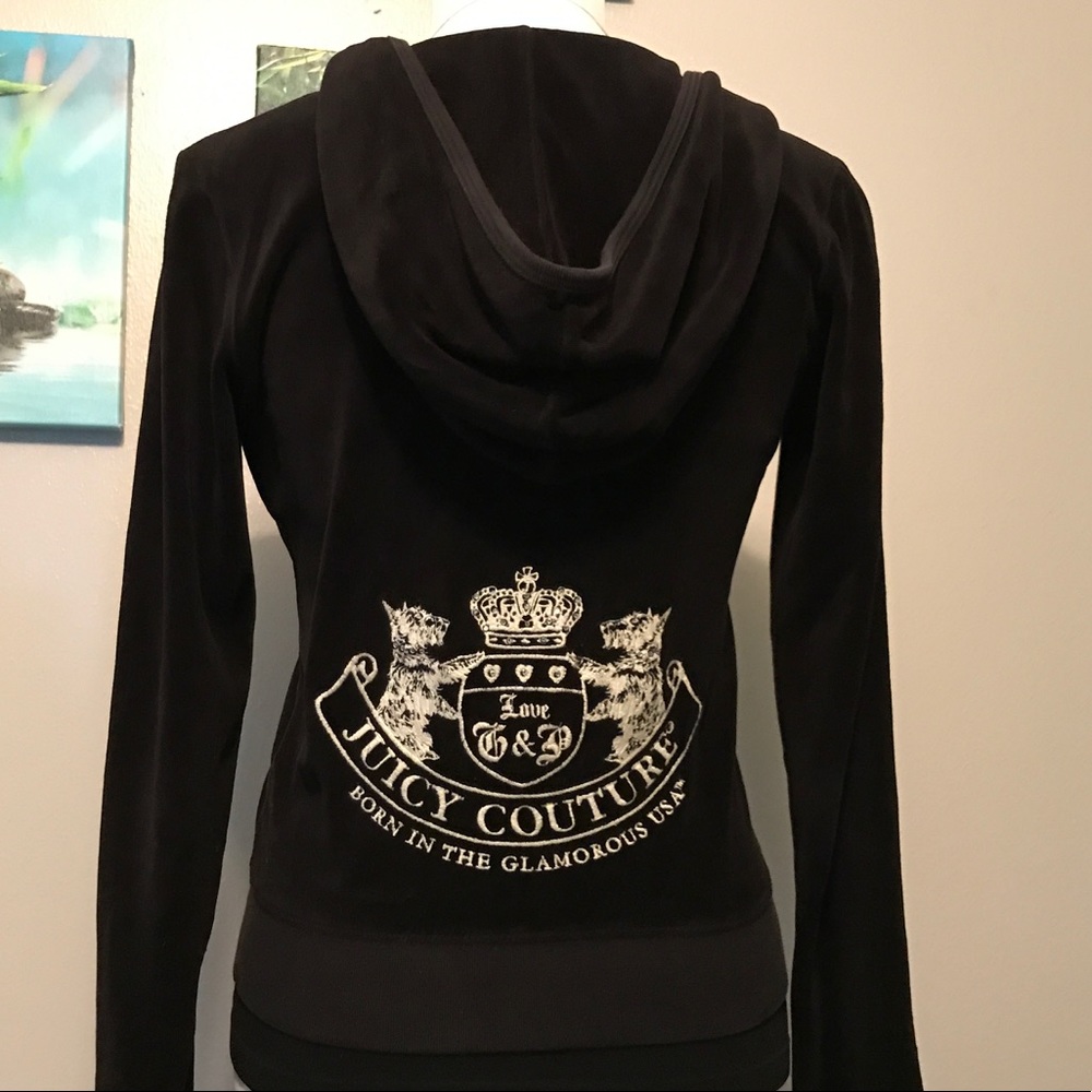 Black Juicy Couture Zip Up Velour Hoodie Medium