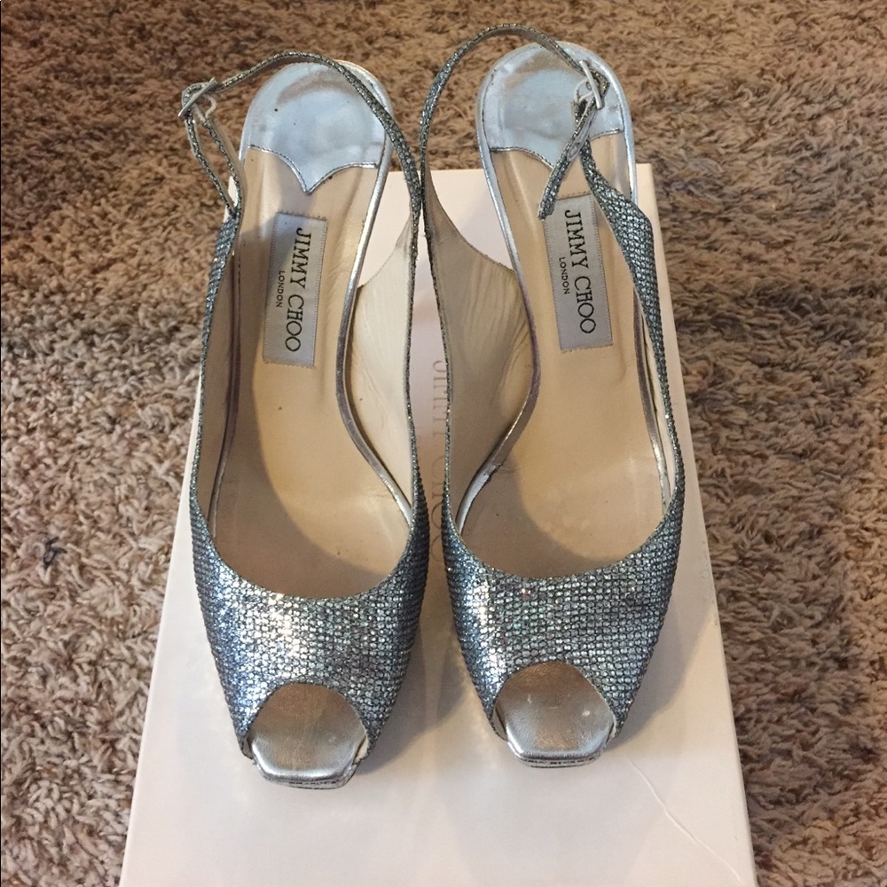 Jimmy Choo Clue Glitter Heels sz 39.5 fit size 9