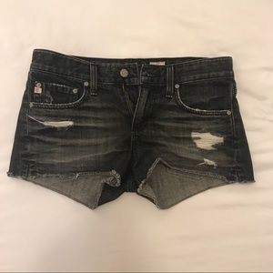 AG Black Denim Washed Shorts