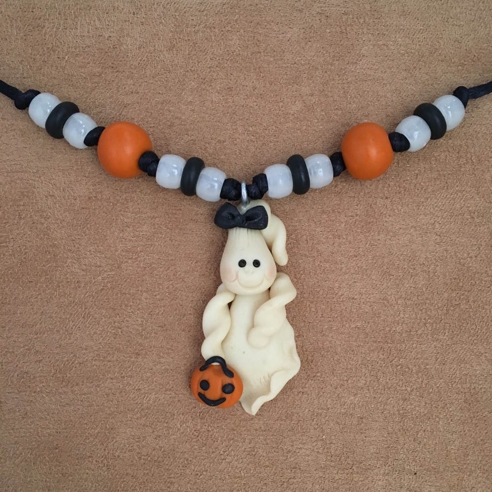 Glow in Dark Girly Ghost Necklace Halloween