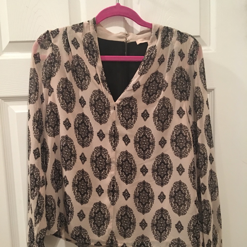 Cream & black blouse