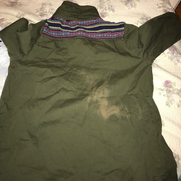 Women's olive green jeweled button down - Picture 5 of 5