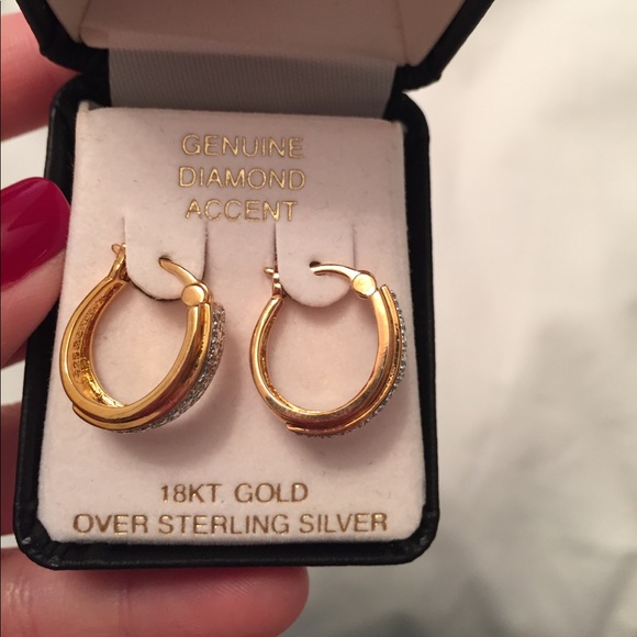 Genuine diamond accent 18ktgold ovr sterlingsilver - Picture 2 of 3