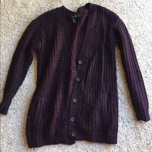 Dark Purple Cable Knit Cardigan