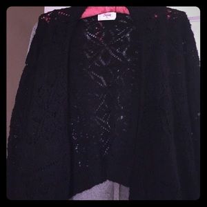 Justice Girls Black knit flyaway Cardigan